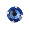 1 Stk. Swarovski Rose Montees SS12 (3mm) Sapphire Foiled / Silber
